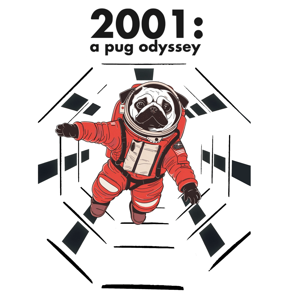 2001 A Pug Odyssey Funny Pug Graphic T-Shirt