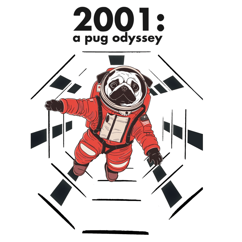 2001 A Pug Odyssey Funny Pug Graphic T-Shirt