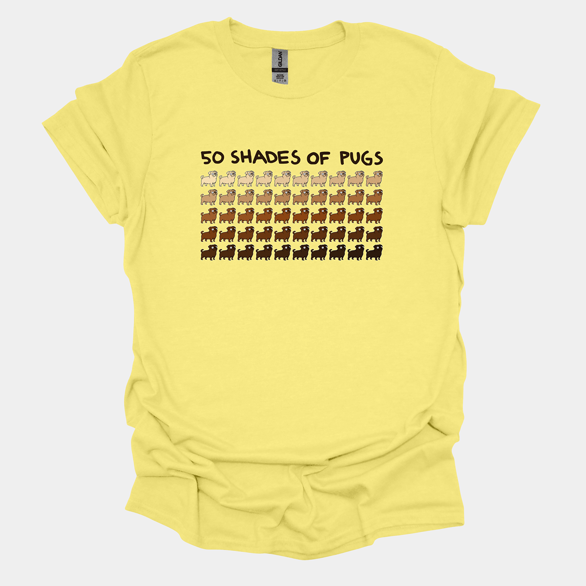 50 Shades of Pugs Funny Pug Graphic T-Shirt