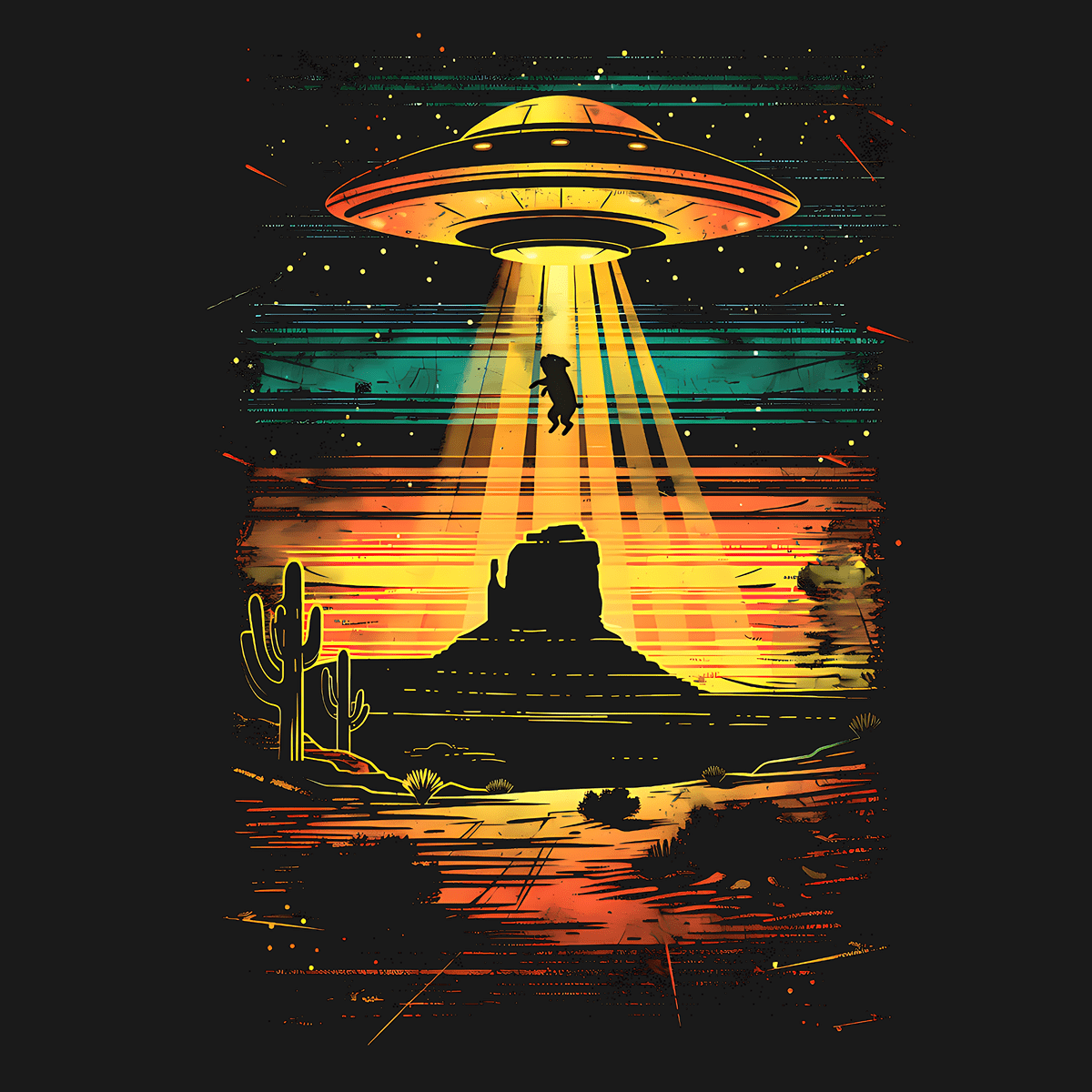 Alien Pug-napping II Funny Pug Graphic T-Shirt