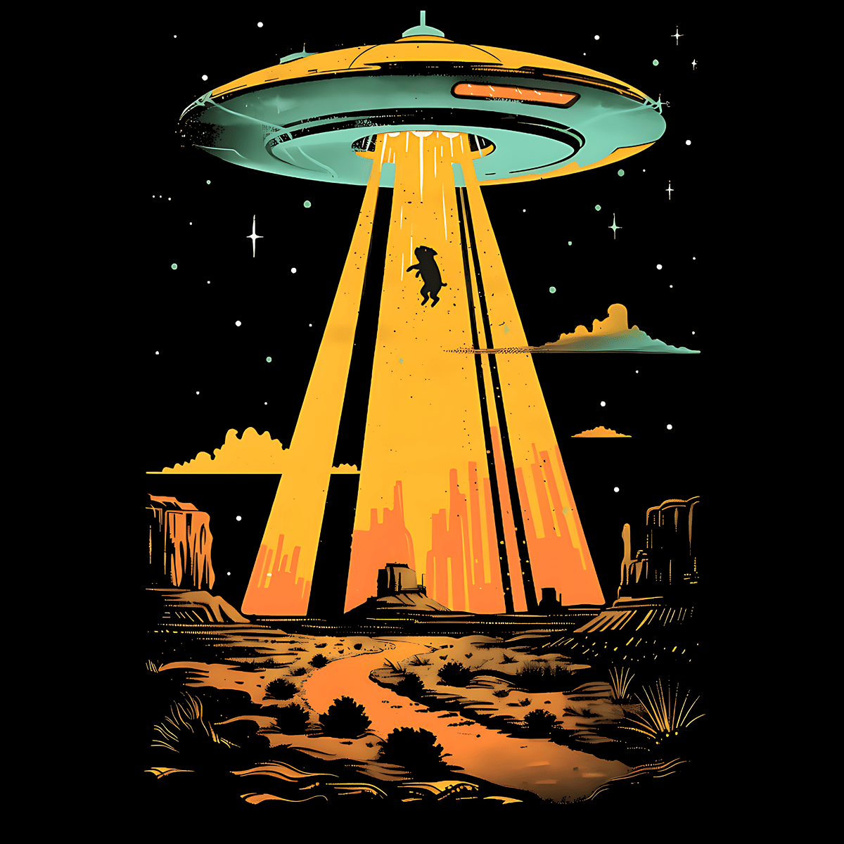 Alien Pug-napping Funny Pug Graphic T-Shirt