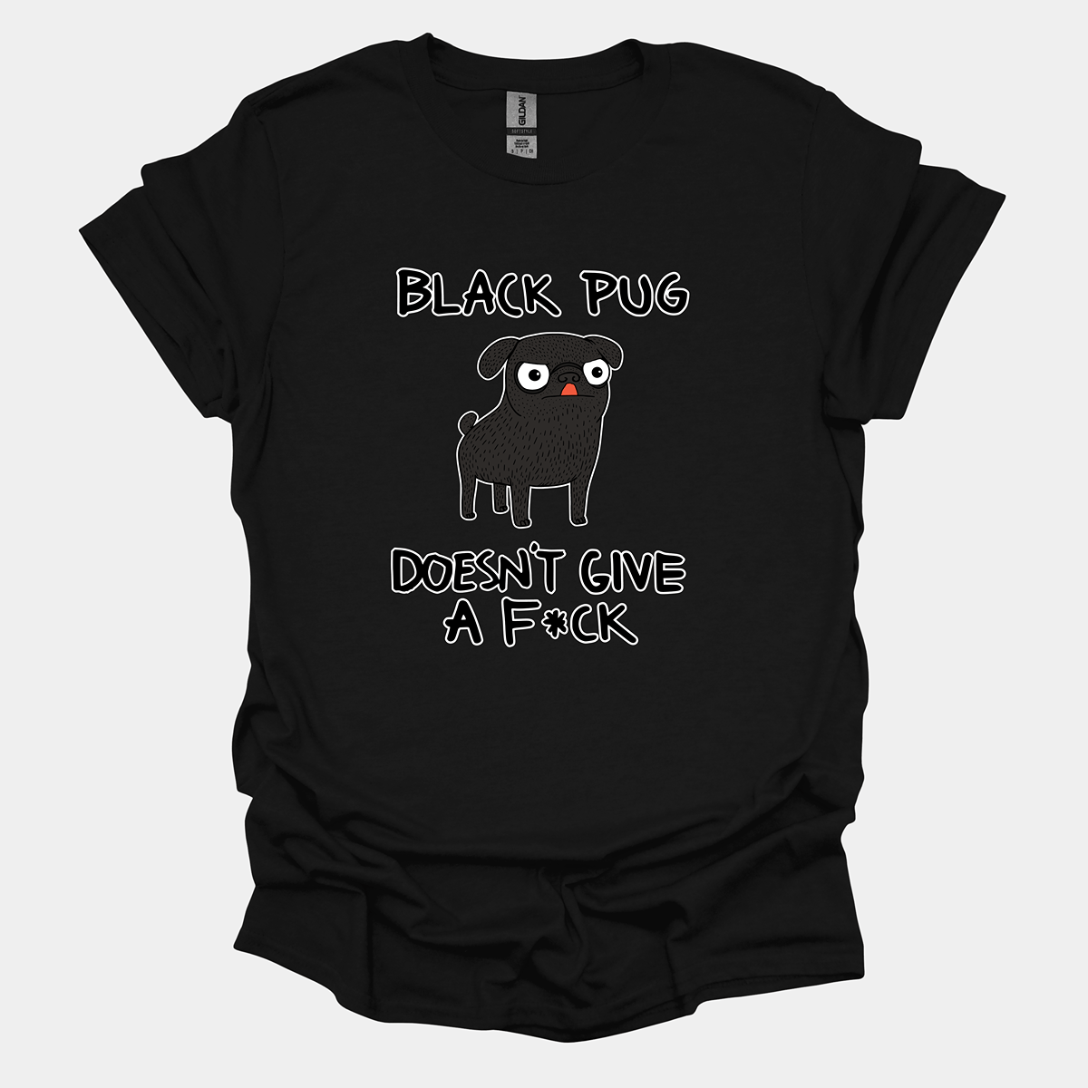 Black Pug DGAF Funny Pug Graphic T-Shirt