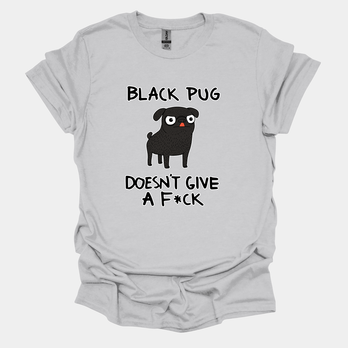 Black Pug DGAF Funny Pug Graphic T-Shirt