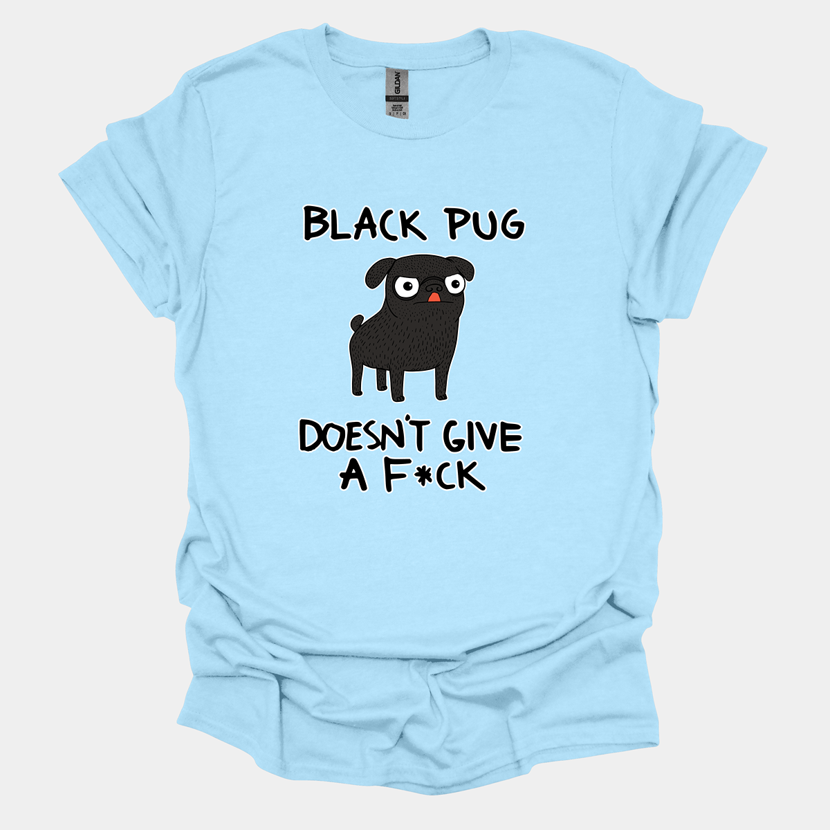 Black Pug DGAF Funny Pug Graphic T-Shirt