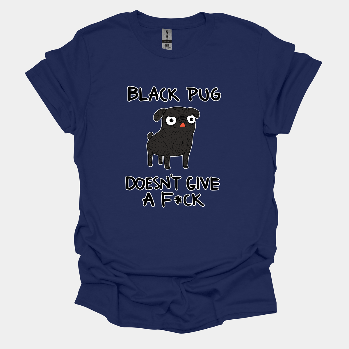 Black Pug DGAF Funny Pug Graphic T-Shirt