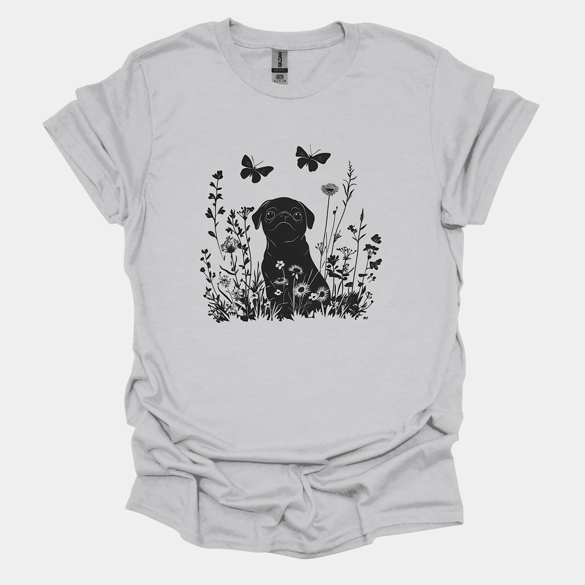 Butterfly Dreams Funny Pug Graphic T-Shirt
