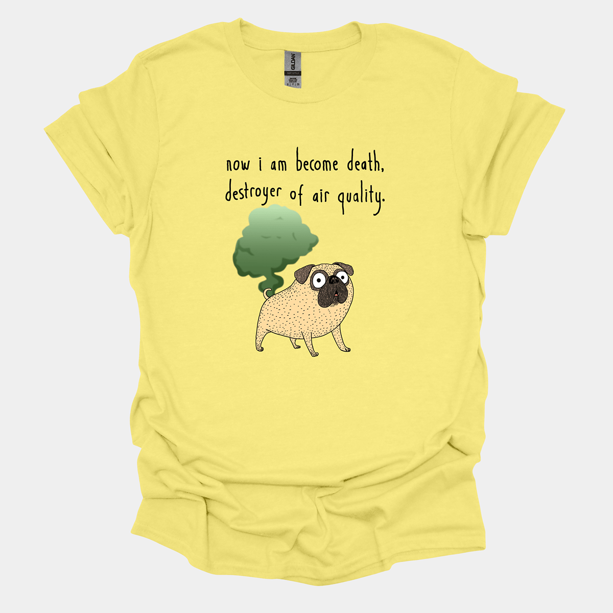 Destroyer of Air Quality Funny Pug Graphic T-Shirt