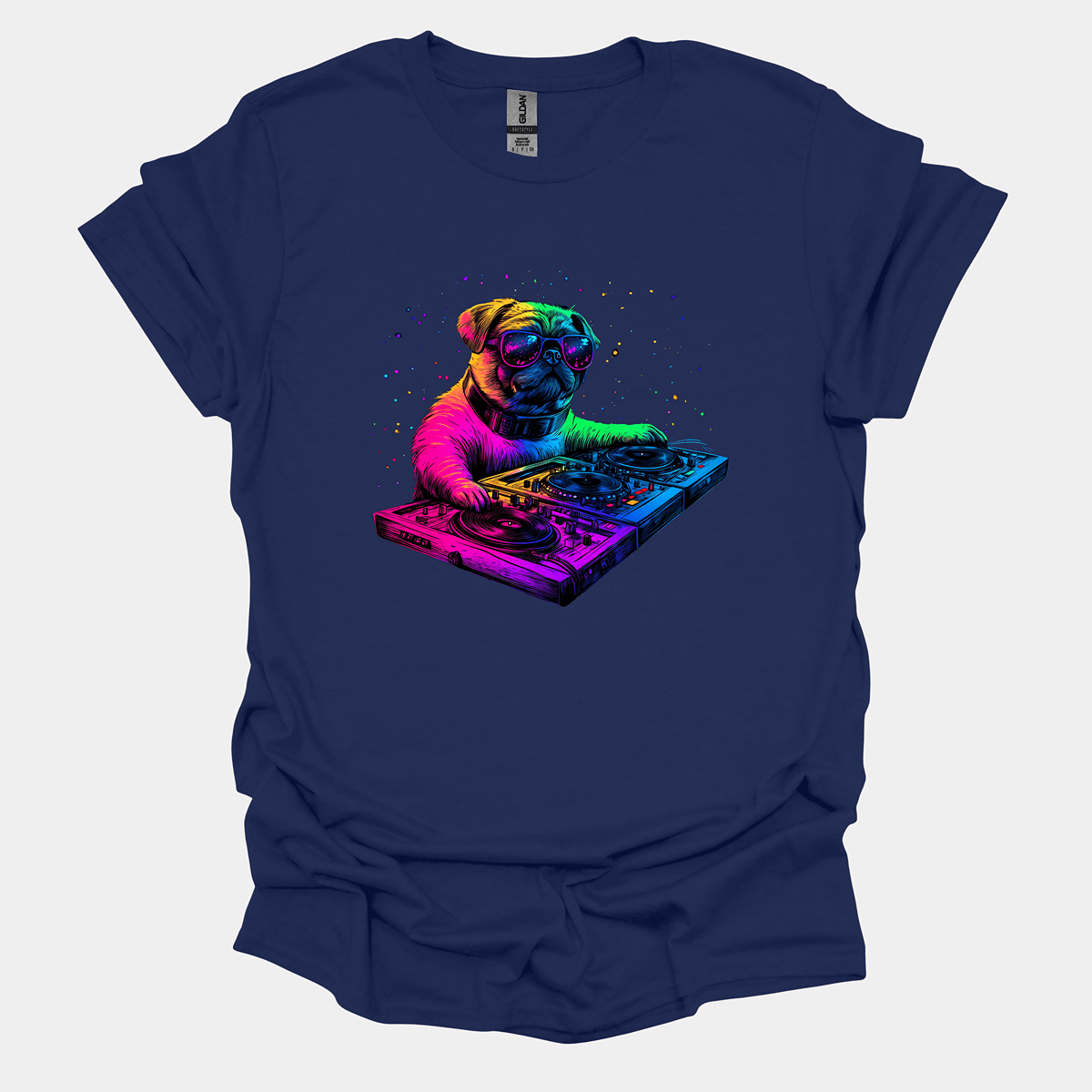 DJ Funny Pug Graphic T-Shirt