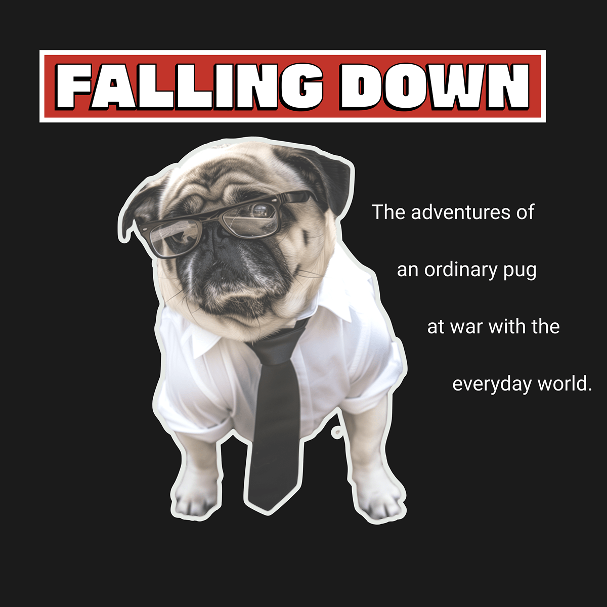Falling Down Funny Pug Graphic T-Shirt