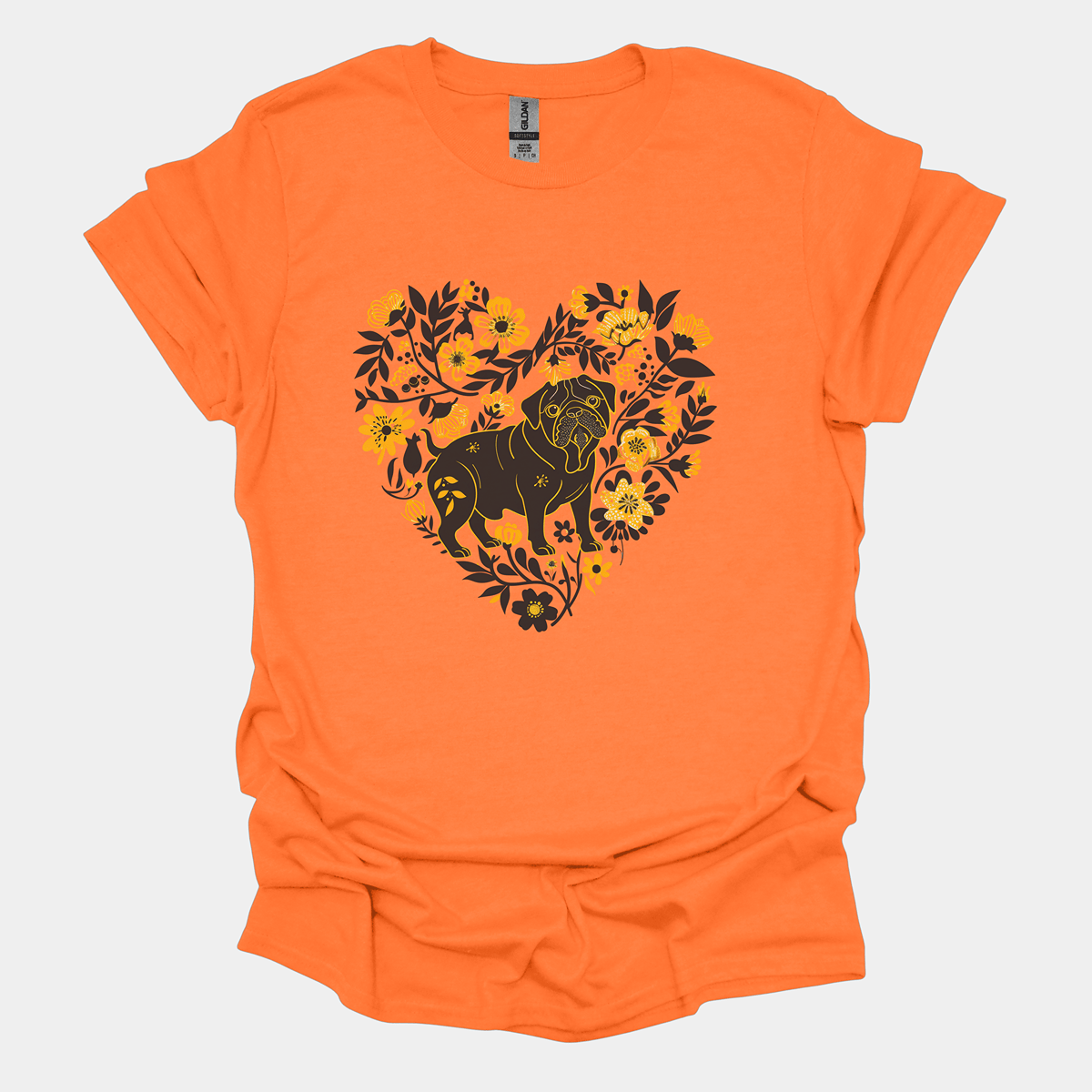 Floral Fuzz Funny Pug Graphic T-Shirt