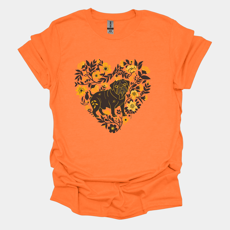 Floral Fuzz Funny Pug Graphic T-Shirt