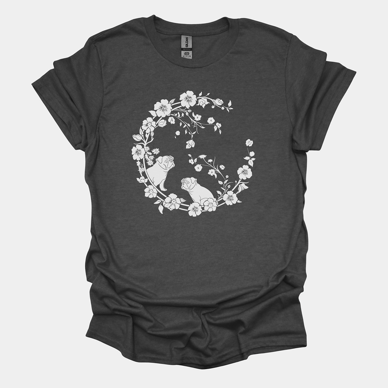 Floral Wave Funny Pug Graphic T-Shirt
