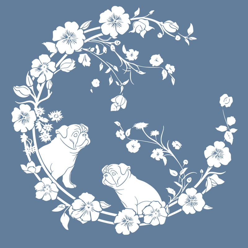 Floral Wave Funny Pug Graphic T-Shirt