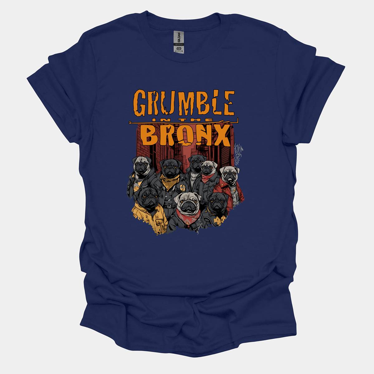 Grumble In The Bronx Funny Pug Graphic T-Shirt