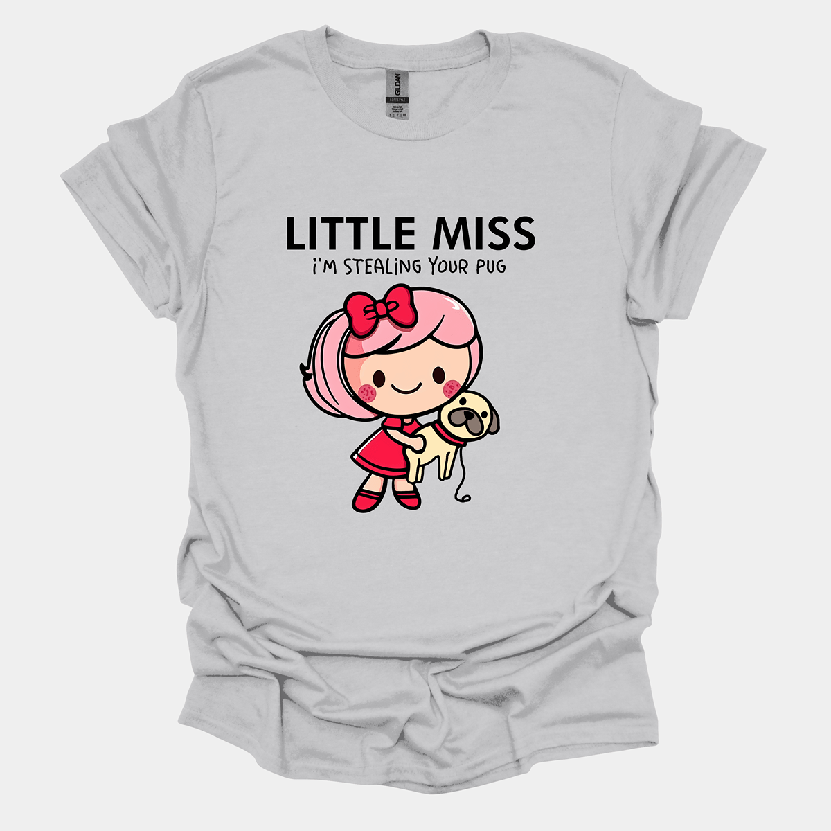 Little Miss Funny Pug Graphic T-Shirt