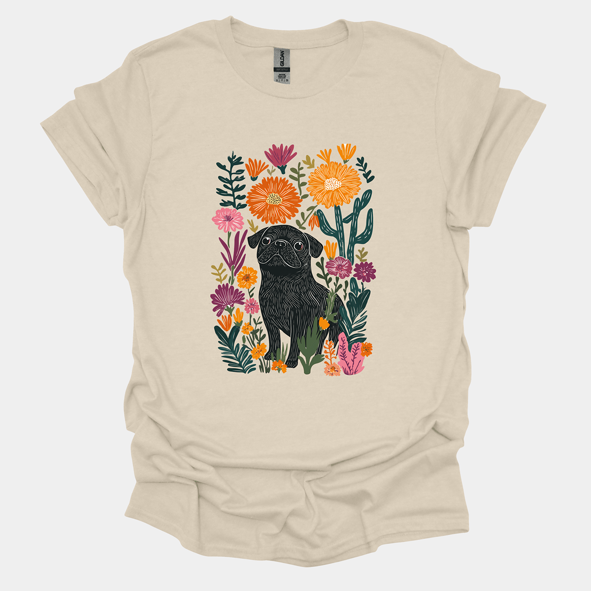 Marigold Garden Funny Pug Graphic T-Shirt