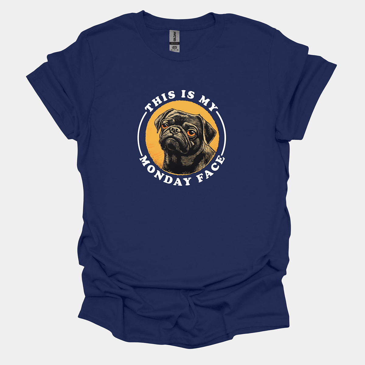 Monday Face Funny Pug Graphic T-Shirt
