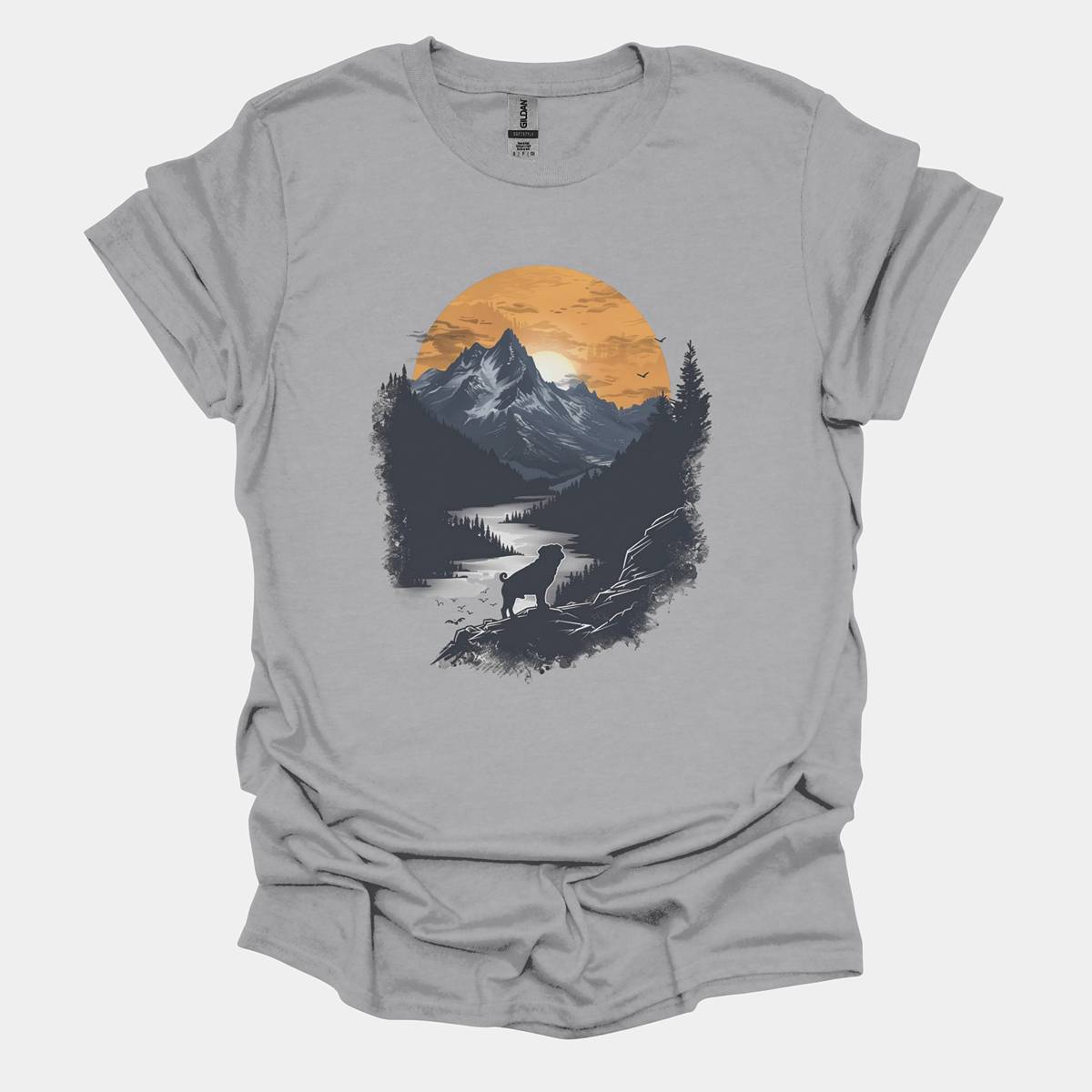 Mountaintop Blues Funny Pug Graphic T-Shirt