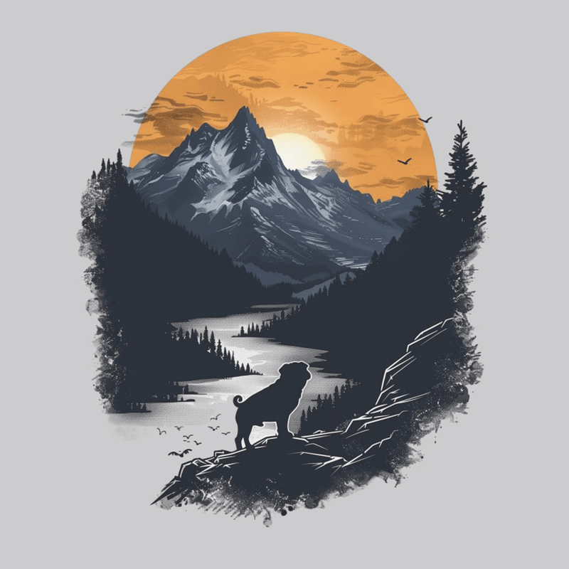 Mountaintop Blues Funny Pug Graphic T-Shirt