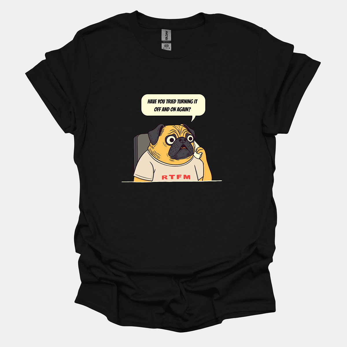 Off And On Funny Pug Graphic T-Shirt