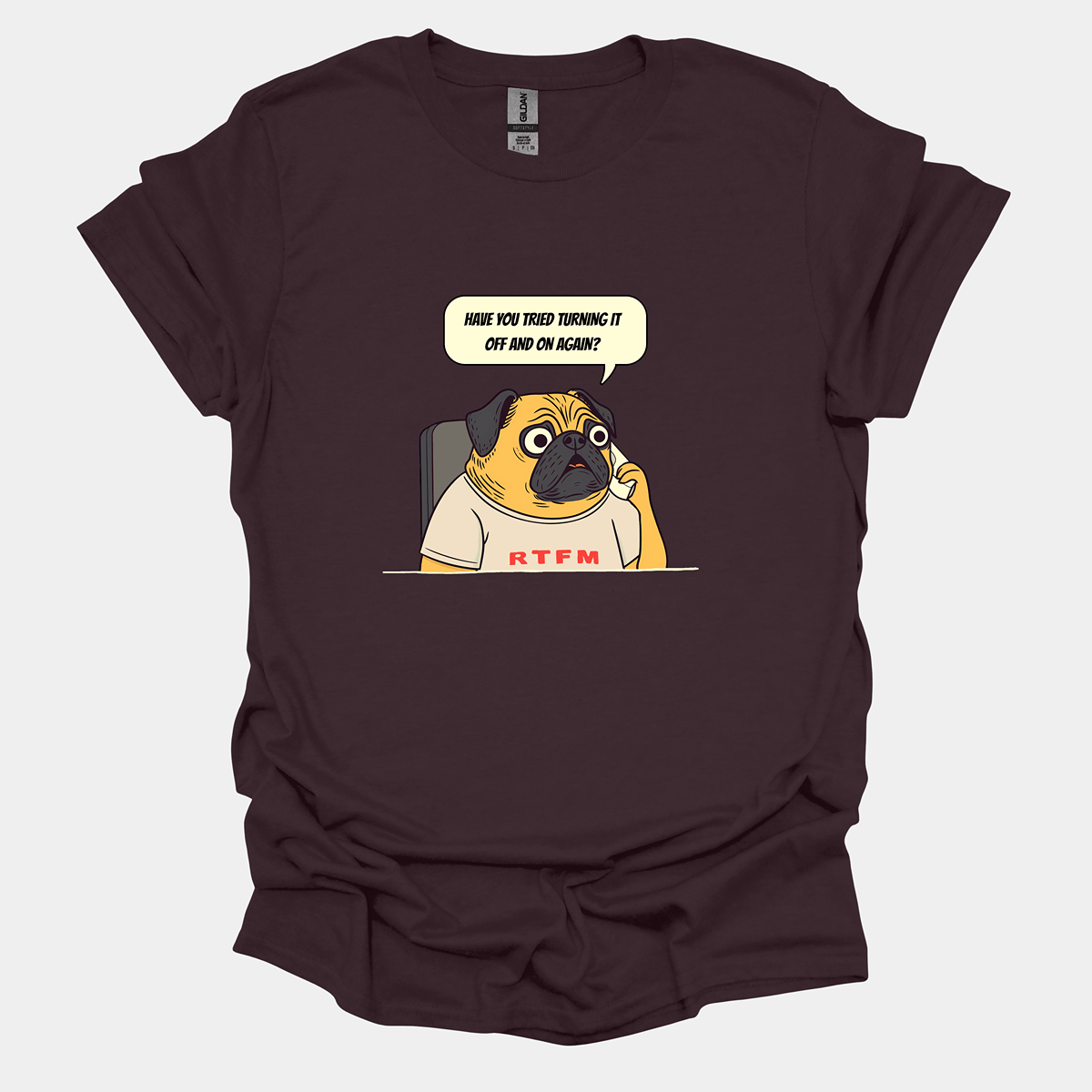 Off And On Funny Pug Graphic T-Shirt