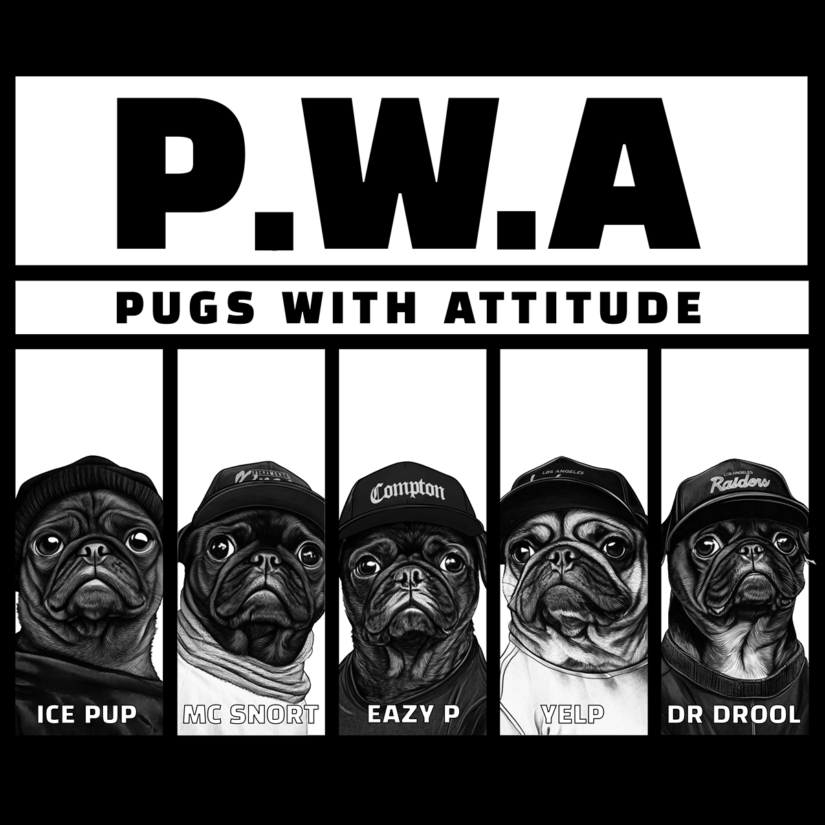 P.W.A Funny Pug Graphic T-Shirt
