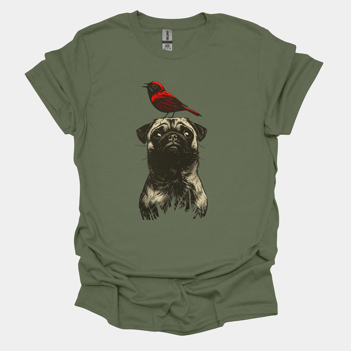 Perched Funny Pug Graphic T-Shirt