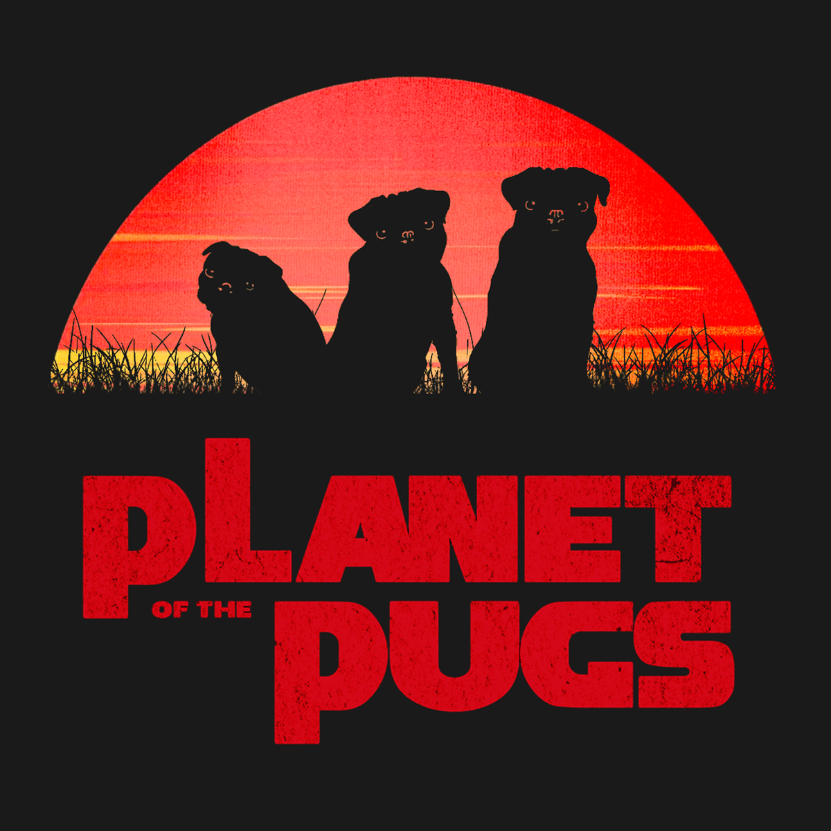Planet Of The Pugs Funny Pug Graphic T-Shirt