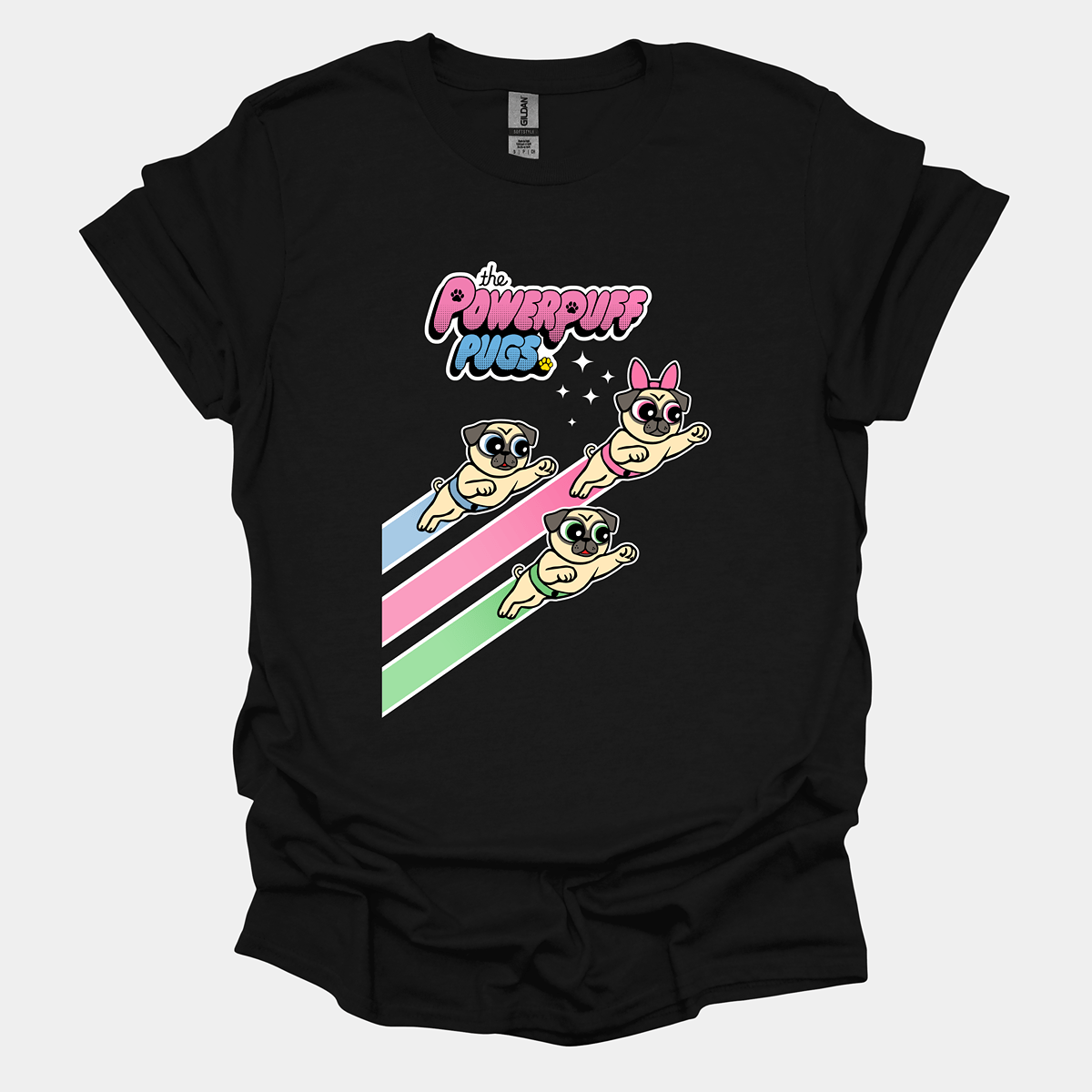 Powerpuff Pugs Funny Pug Graphic T-Shirt