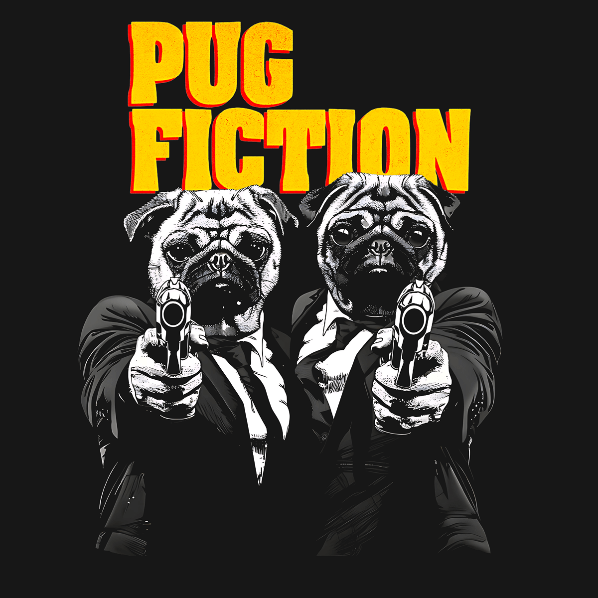 Pug Fiction Funny Pug Graphic T-Shirt