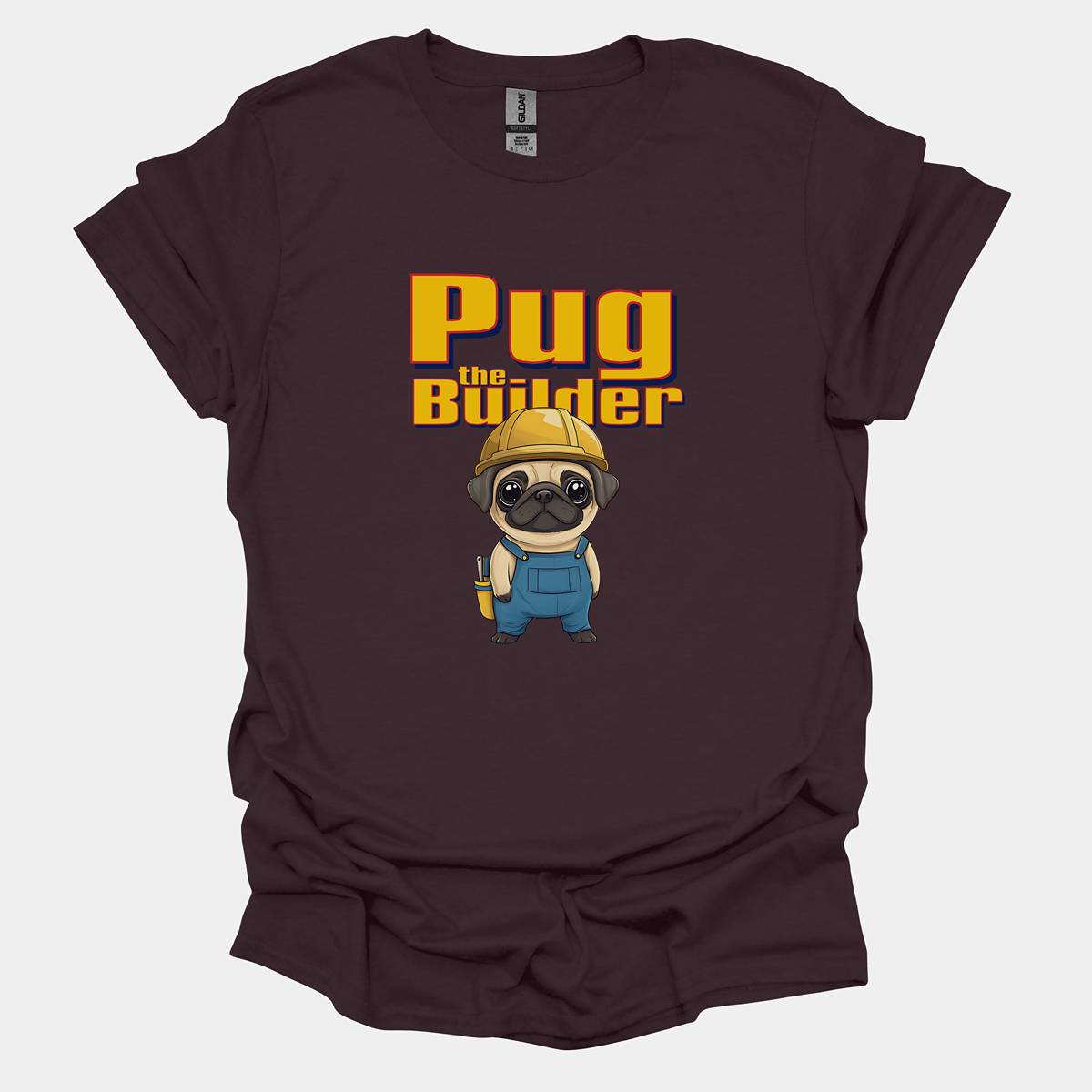 Pug The Builder Funny Pug Graphic T-Shirt
