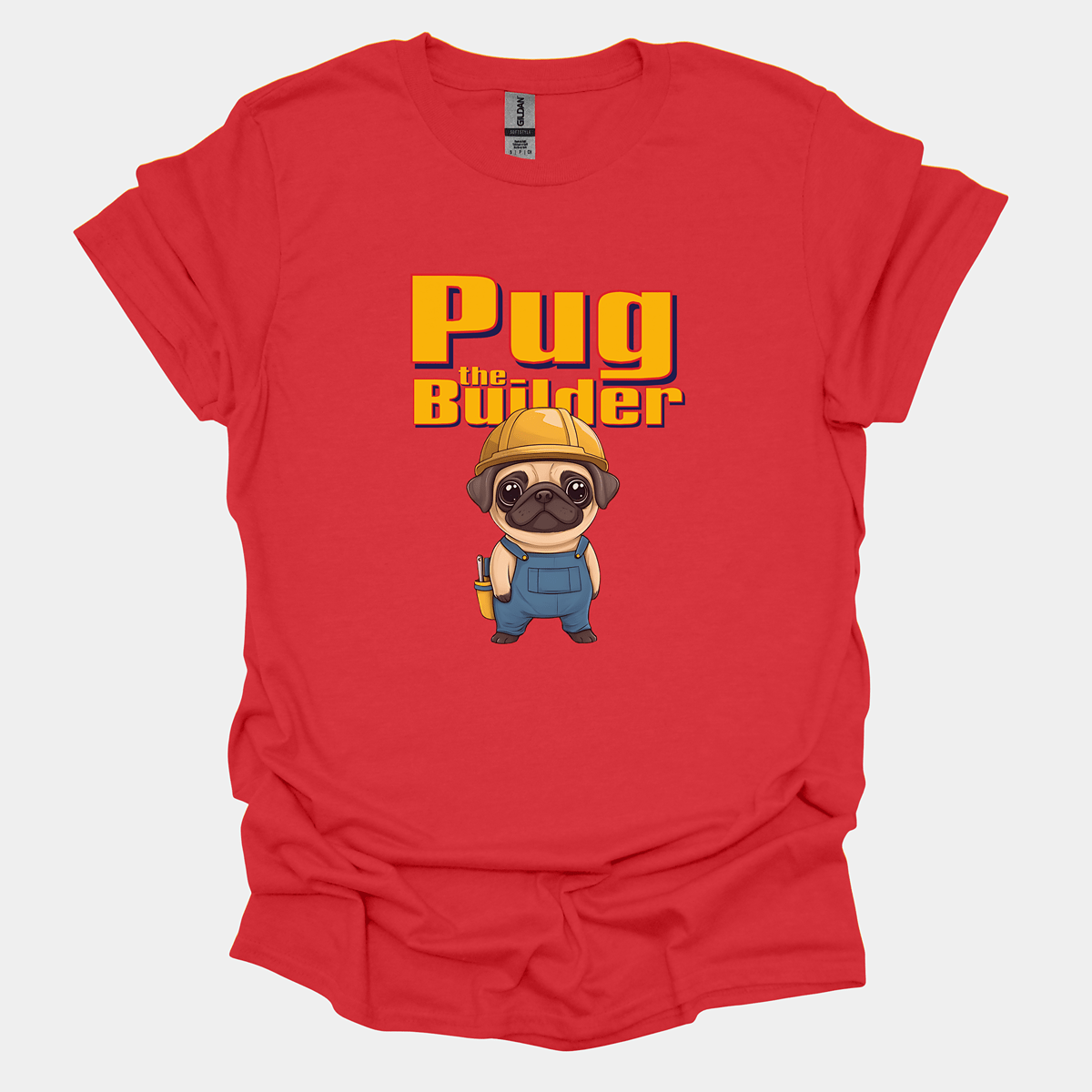 Pug The Builder Funny Pug Graphic T-Shirt