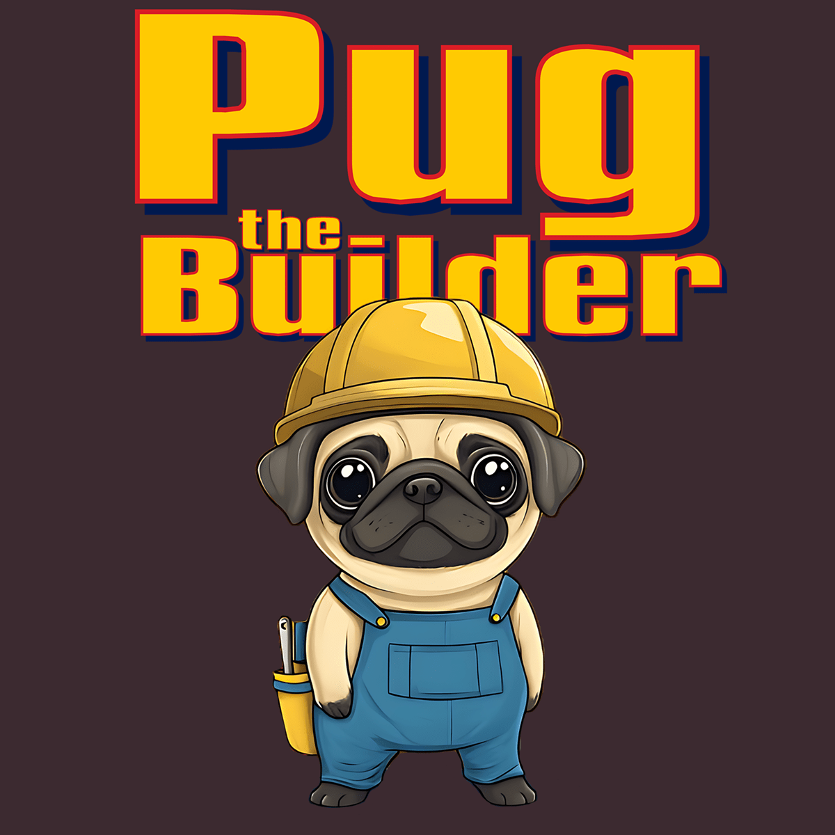 Pug The Builder Funny Pug Graphic T-Shirt