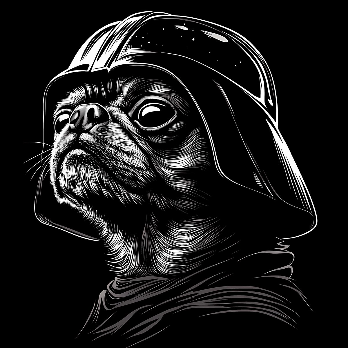 Pug Vader Funny Pug Graphic T-Shirt