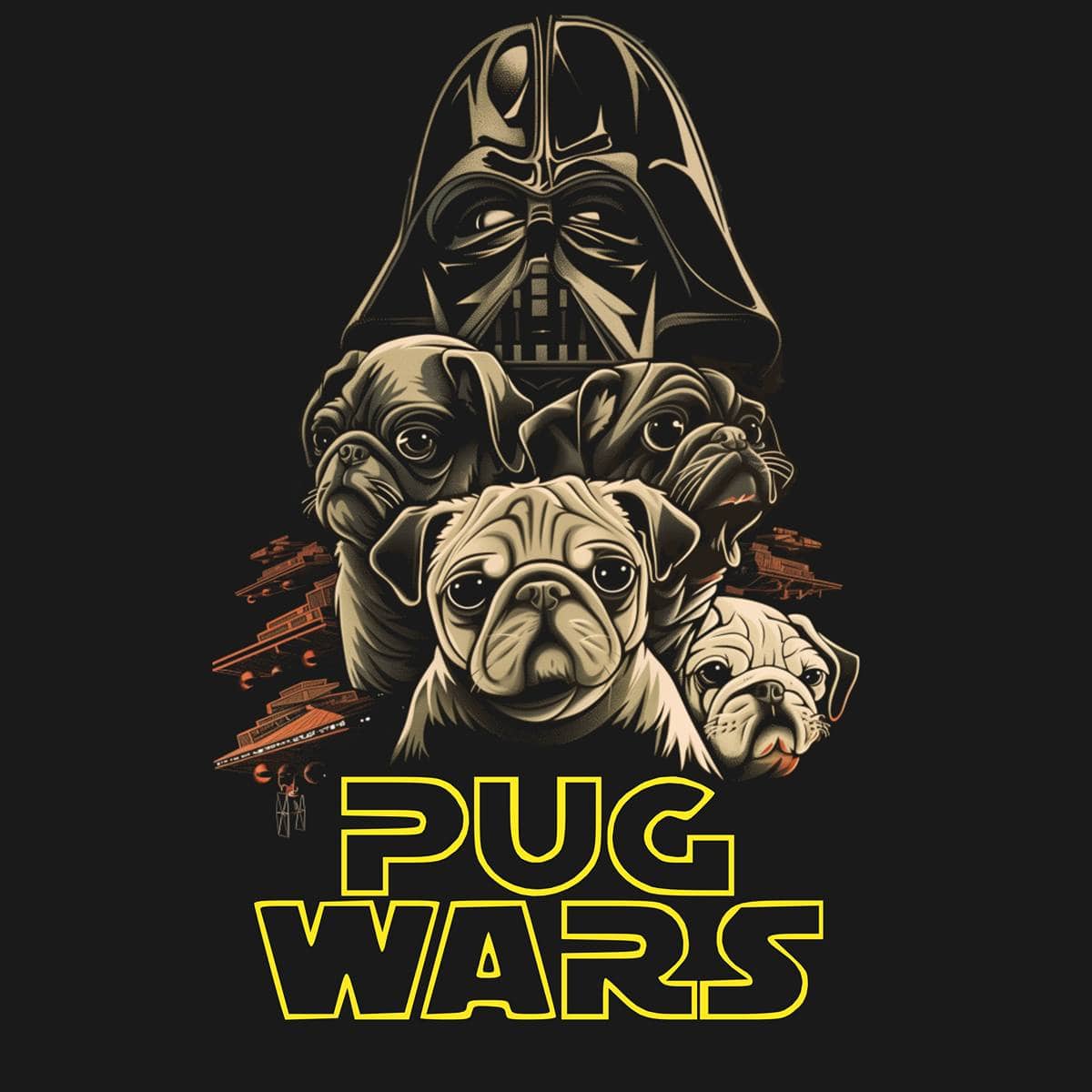 Pug Wars Funny Pug Graphic T-Shirt