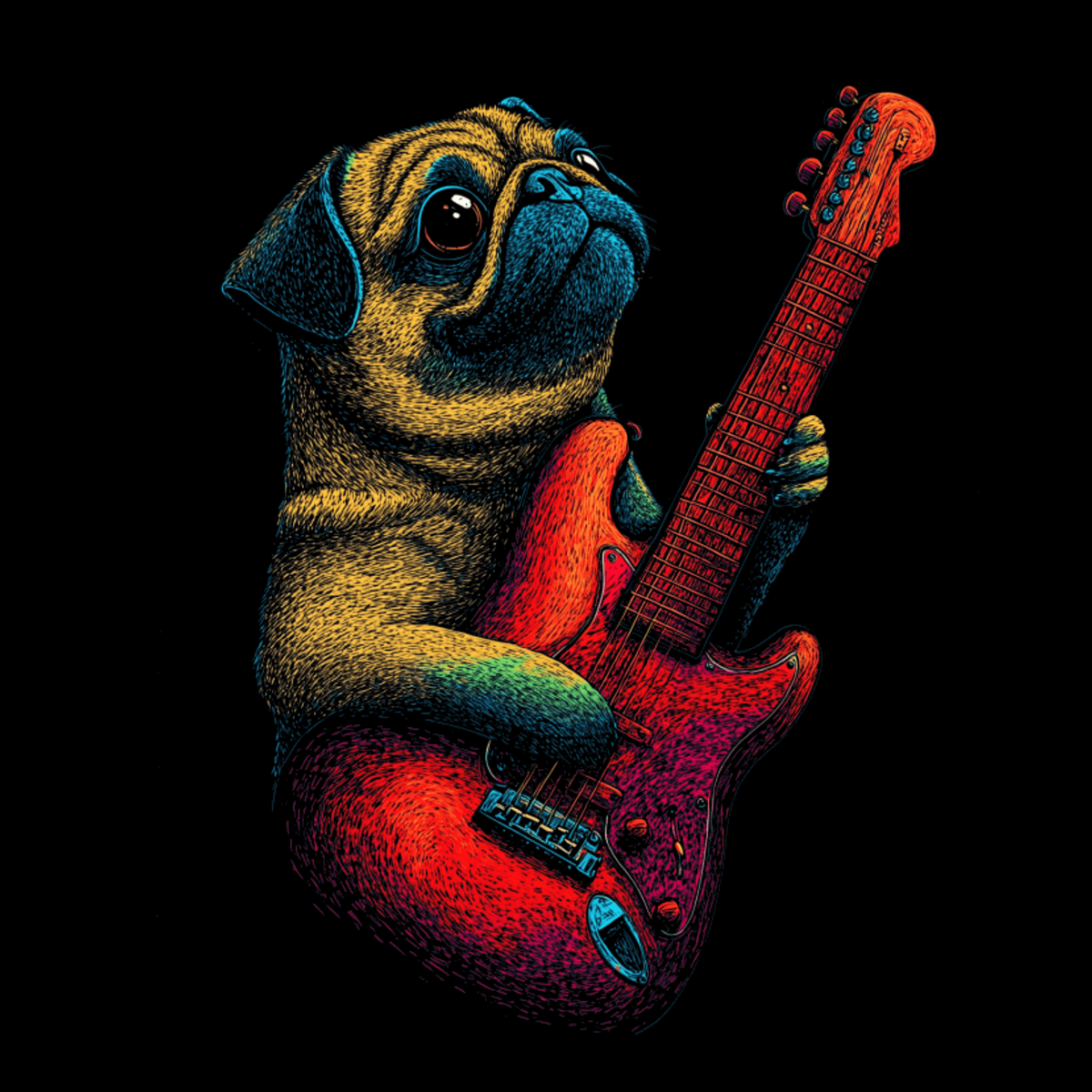 Pug Zeppelin Funny Pug Graphic T-Shirt