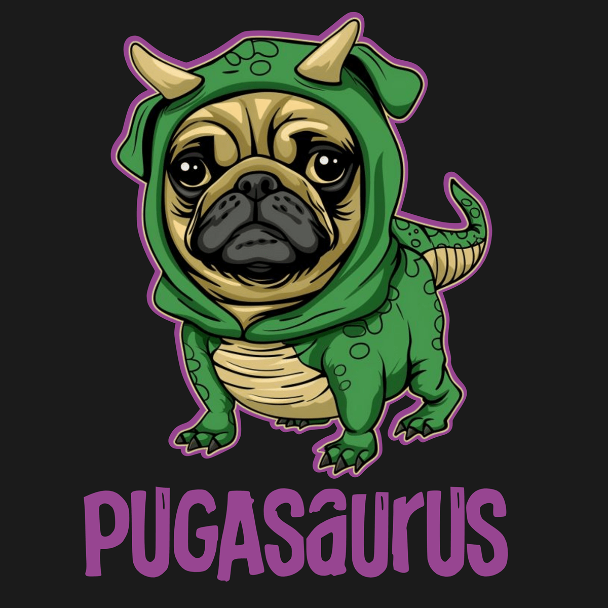 Pugasaurus Funny Pug Graphic T-Shirt