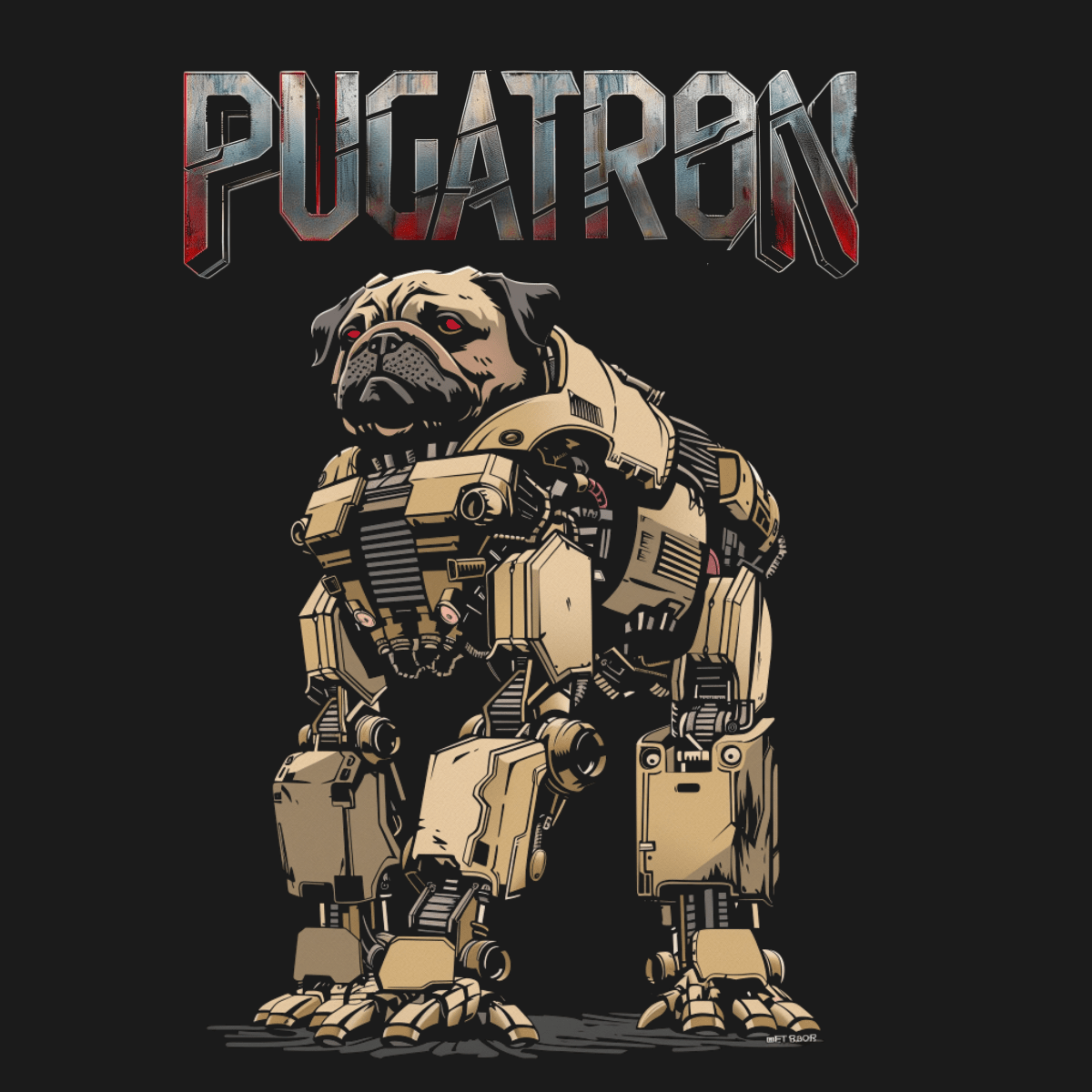 Pugatron Funny Pug Graphic T-Shirt
