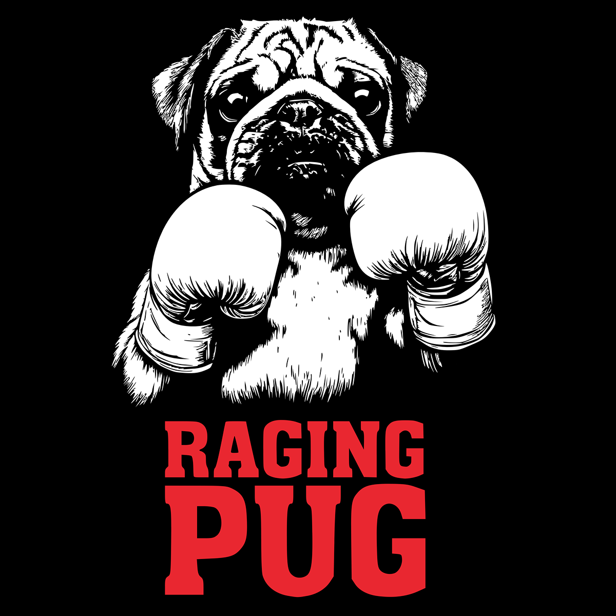 Raging Pug Funny Pug Graphic T-Shirt