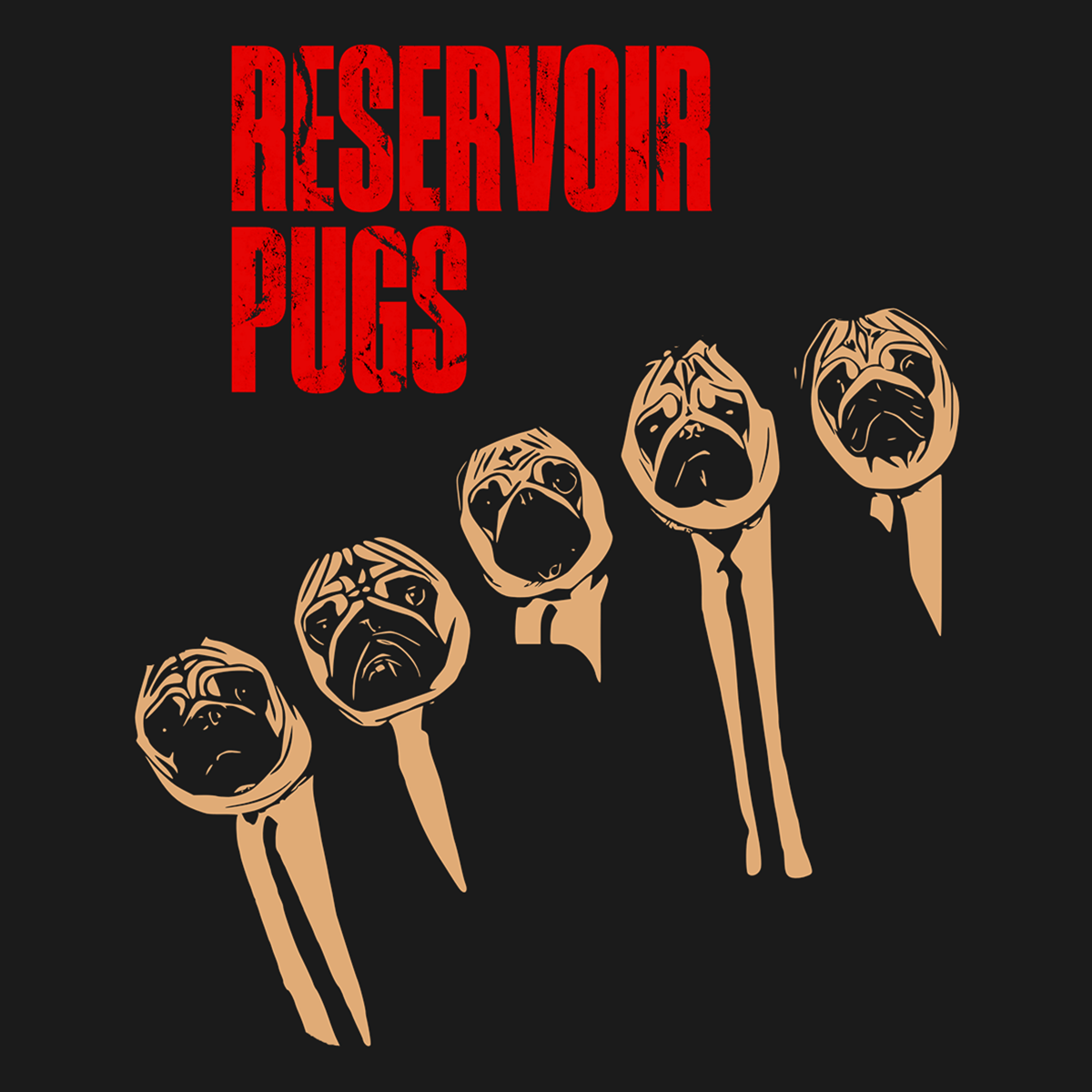Reservoir Pugs Funny Pug Graphic T-Shirt