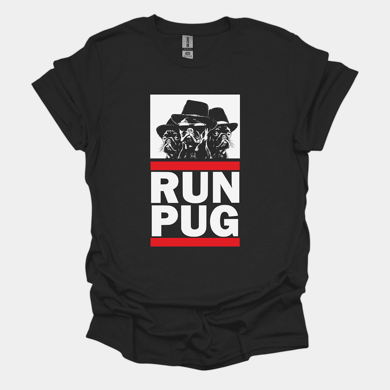 RUN PUG Funny Pug Graphic T-Shirt