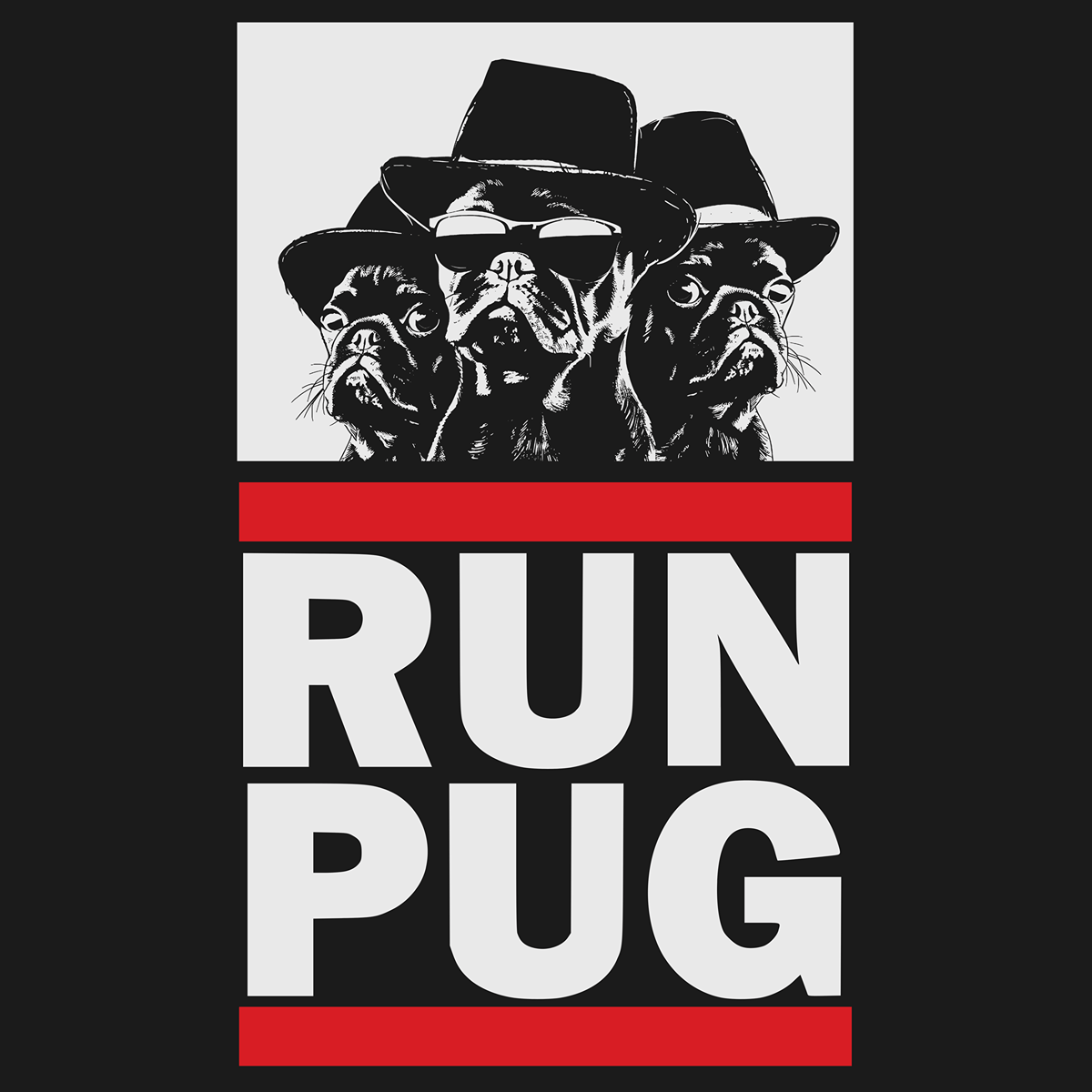 RUN PUG Funny Pug Graphic T-Shirt