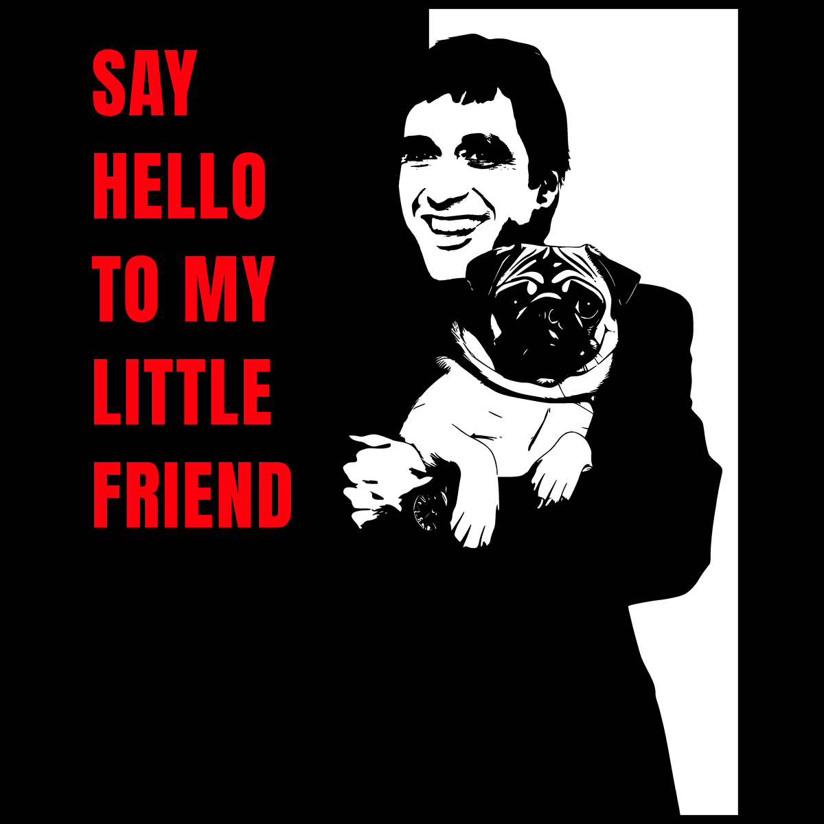 Say Hello Funny Pug Graphic T-Shirt