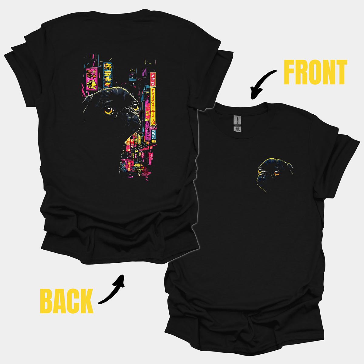 Shinjuku Stray Funny Pug Graphic T-Shirt