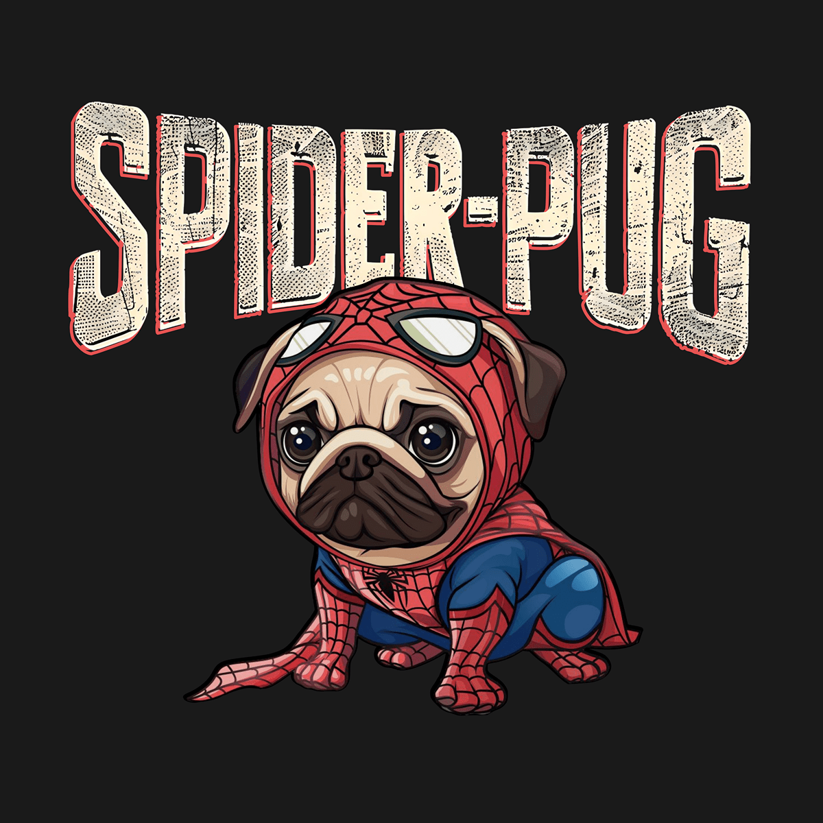Spider-Pug Funny Pug Graphic T-Shirt