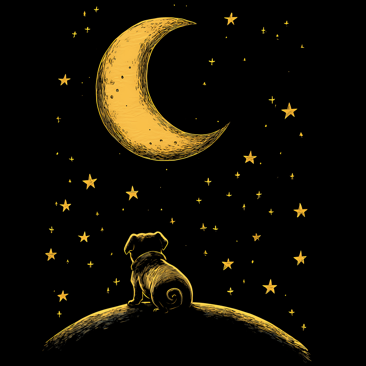 Stargazing Funny Pug Graphic T-Shirt
