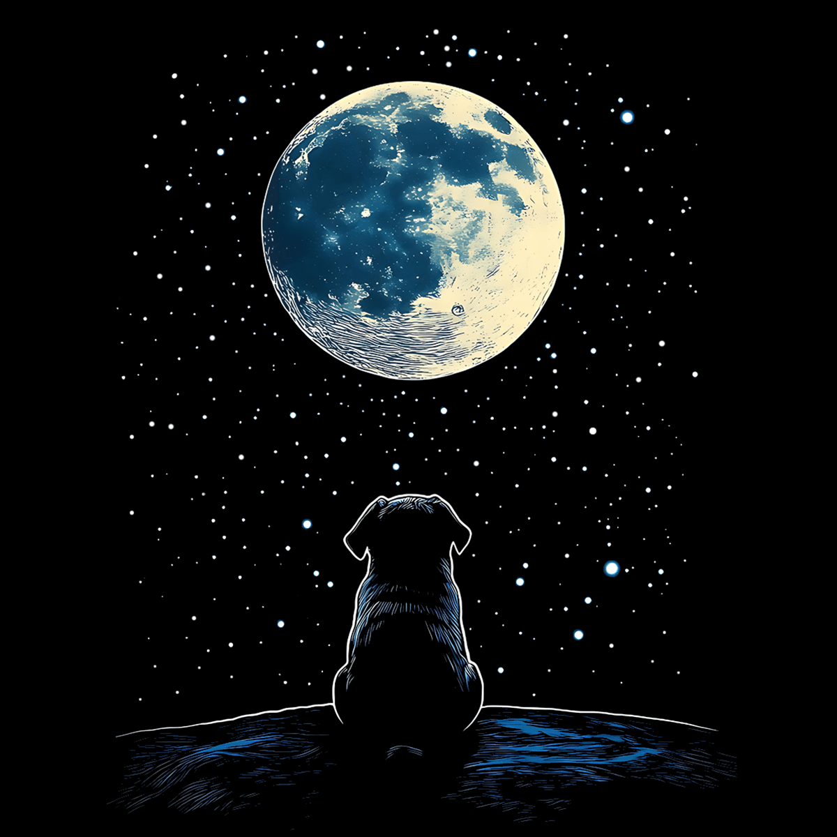 Starry Pug Funny Pug Graphic T-Shirt