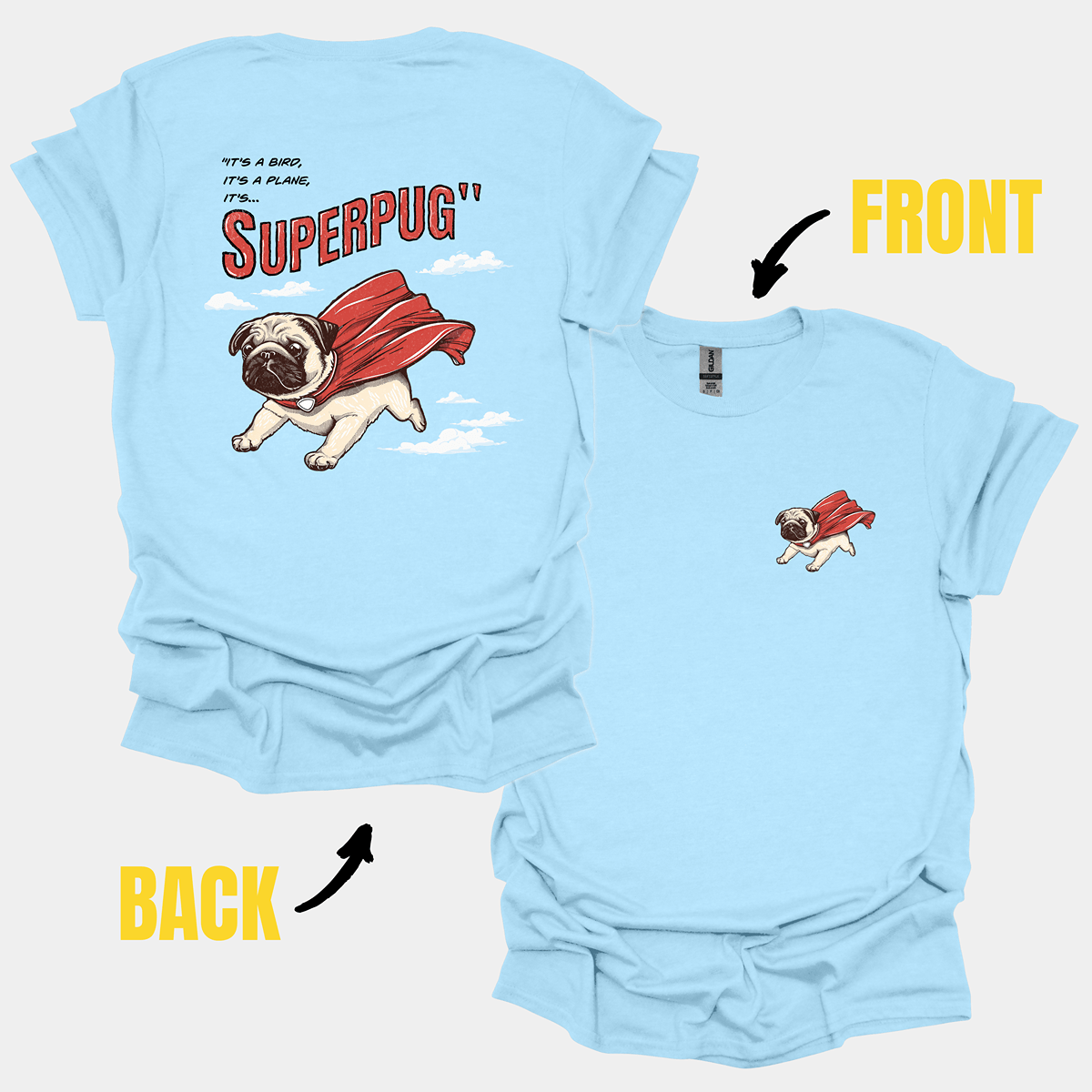 Super Pug II Funny Pug Graphic T-Shirt