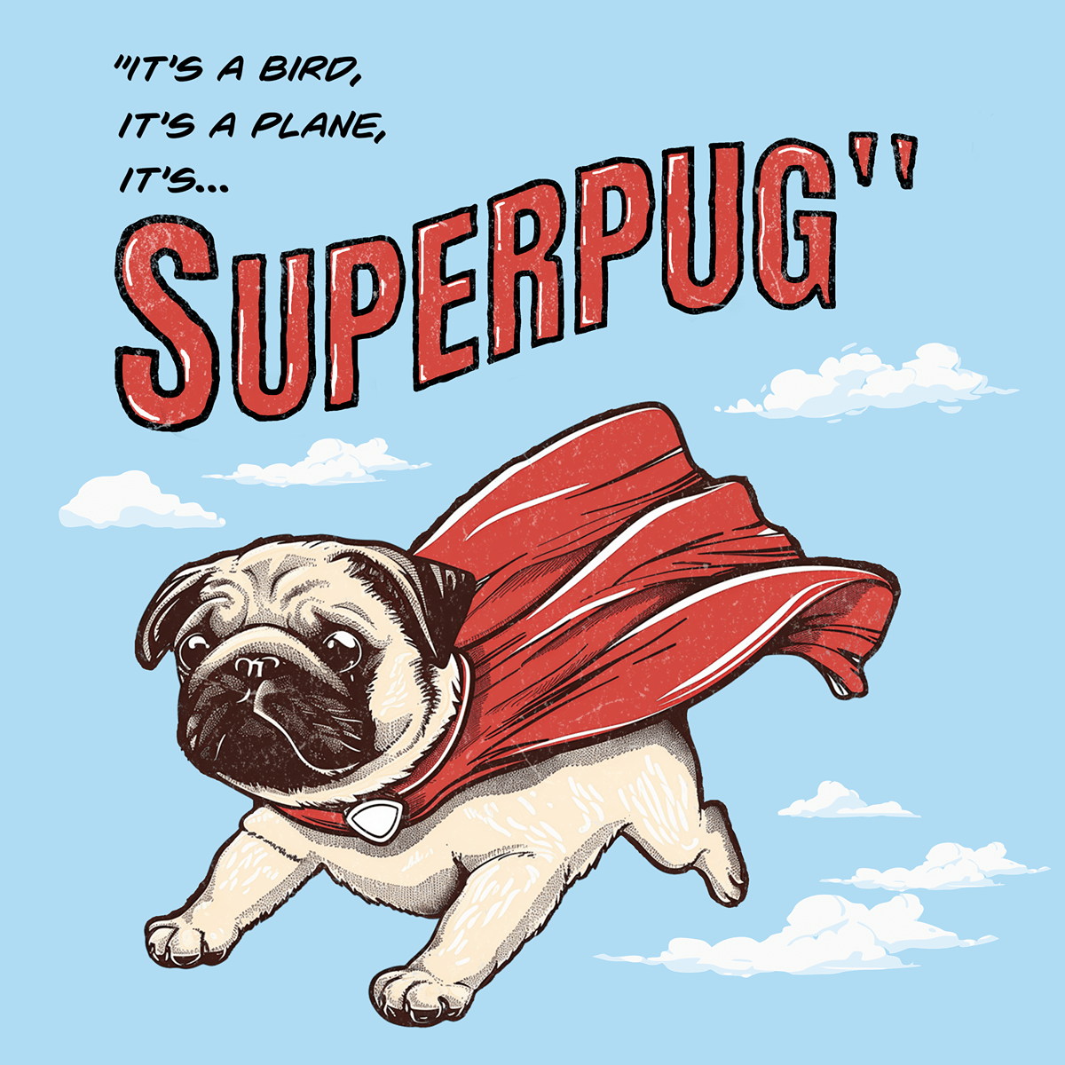 Super Pug II Funny Pug Graphic T-Shirt