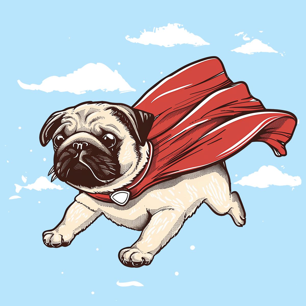 Super Pug Funny Pug Graphic T-Shirt